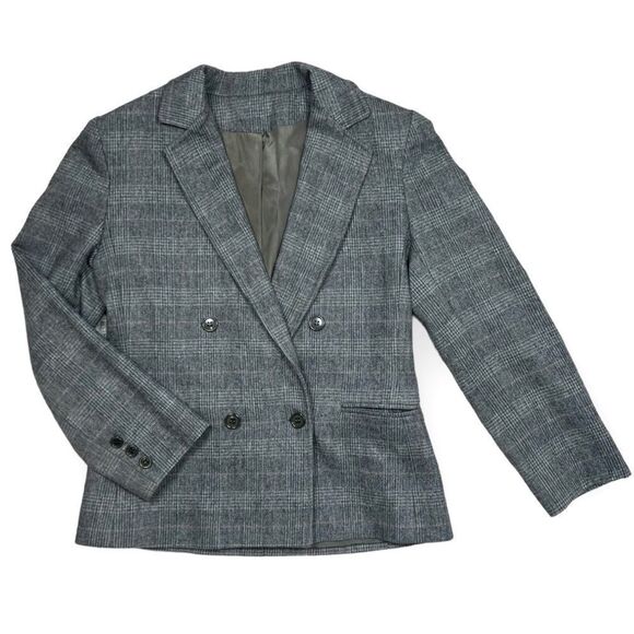 Vintage ILGWU 60's Grey Plaid Wool Blazer - Picture 2 of 15